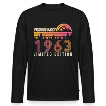 1963 Millésime limité en février - T-shirt manches longues Premium bio Homme - noir - Devant - Nico (187cm)