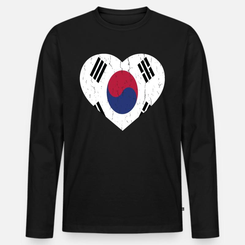 SOUTH KOREA - Männer Premium Bio Langarmshirt - Schwarz