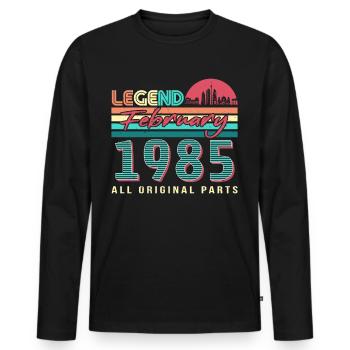 Né en février 1985 Retro - T-shirt manches longues Premium bio Homme - noir - Devant - Nico (187cm)