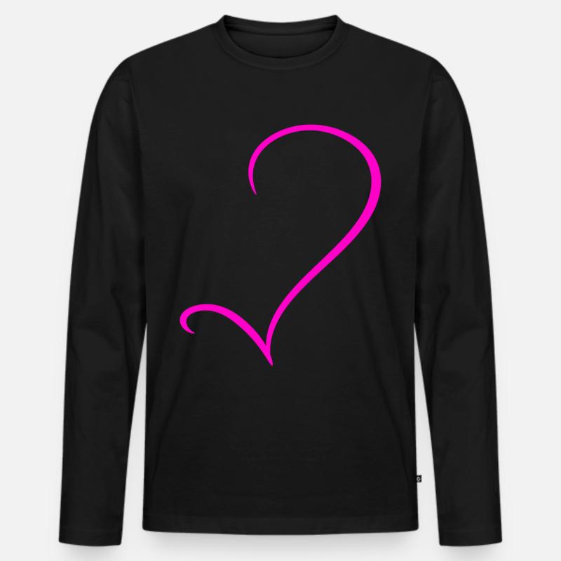 Halbes Pinkes Herz - Männer Premium Bio Langarmshirt - Schwarz