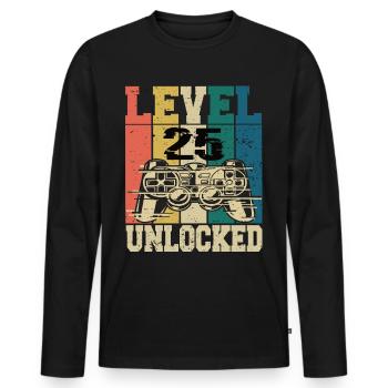 Level 25 Unlocked - Men's Premium Organic Long Sleeve Shirt - black - Front - Nico (187cm)