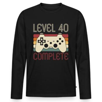 Level 40 Complete Gaming 40 Jahre Geburtstag - Männer Premium Bio Langarmshirt - Schwarz - Vorne - Nico (187cm)
