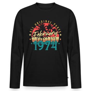 February 1974 Retro Original - Men's Premium Organic Long Sleeve Shirt - black - Front - Nico (187cm)