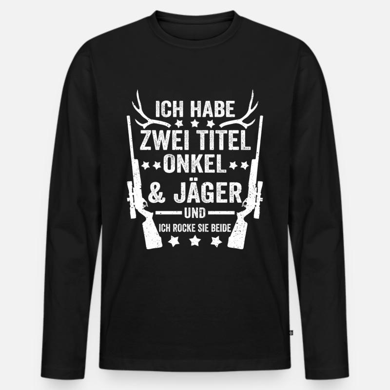 Onkel Jäger Jagd - Männer Premium Bio Langarmshirt - Schwarz