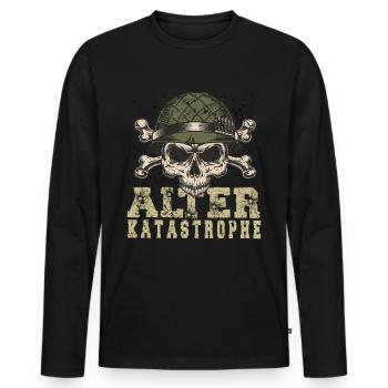 Ancienne catastrophe - T-shirt manches longues Premium bio Homme - noir - Devant - Nico (187cm)