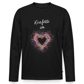 Konfetti im Herz Karneval Konfetti Köln - Männer Premium Bio Langarmshirt - Schwarz - Vorne - Nico (187cm)
