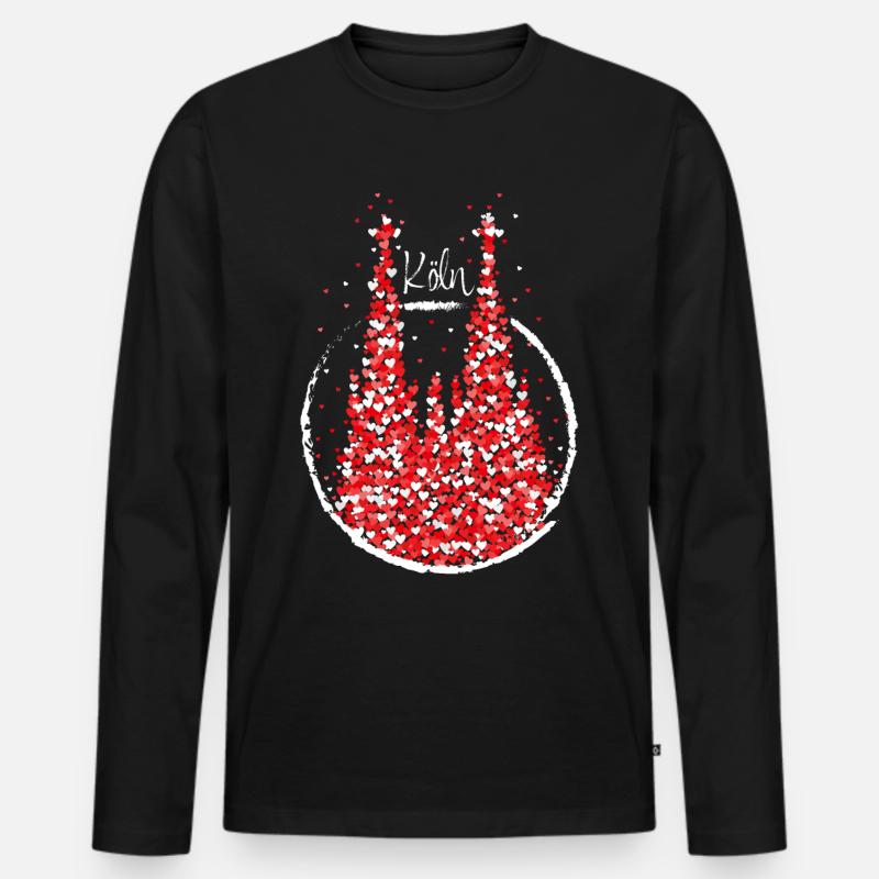 Köln Dom Karneval Fasching Rot Weiss - Männer Premium Bio Langarmshirt - Schwarz