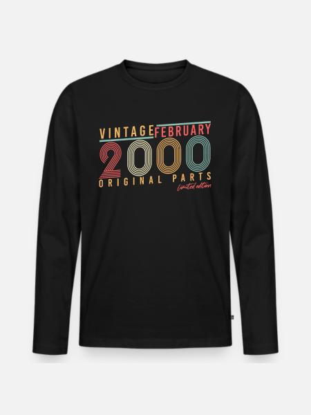 Geschenkidee Original Februar 2000 - Männer Premium Bio Langarmshirt - Schwarz