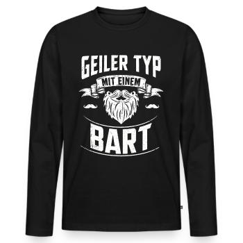 Bart - Männer Premium Bio Langarmshirt - Schwarz - Vorne - Nico (187cm)