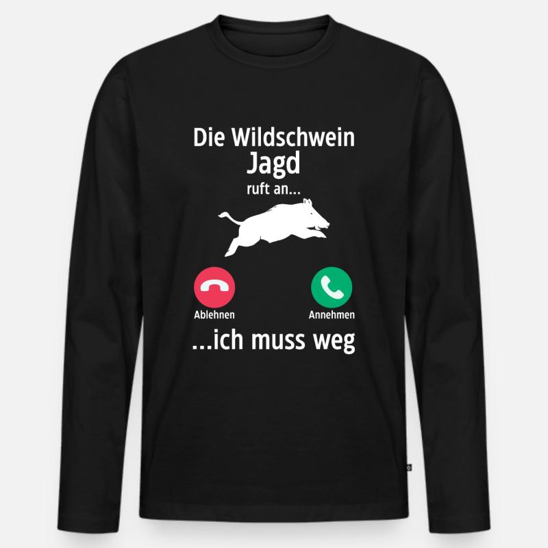 Jäger Wildschweinjäger Jagd - Männer Premium Bio Langarmshirt - Schwarz