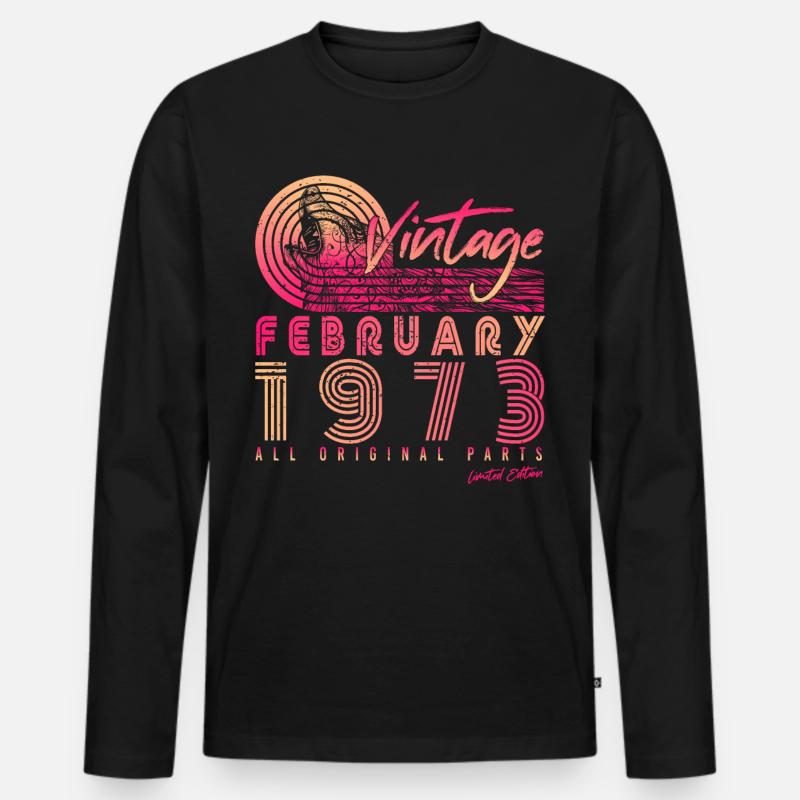 1973 Februar Limitiert Retro - Männer Premium Bio Langarmshirt - Schwarz