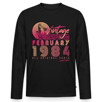 Born February 1984 Vintage - Men's Premium Organic Long Sleeve Shirt - black - Front - Nico (187cm)