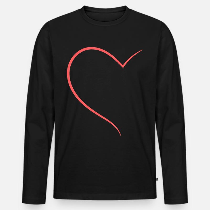 Halbes Herz Oranges Design - Männer Premium Bio Langarmshirt - Schwarz