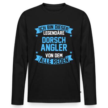 Angeln Angler Dorsch - Männer Premium Bio Langarmshirt - Schwarz - Vorne - Nico (187cm)