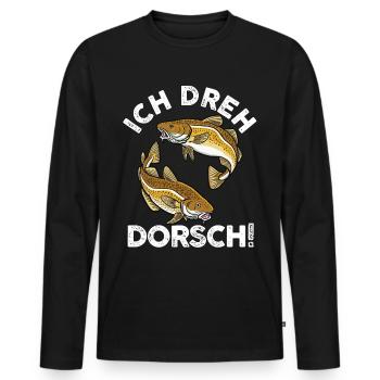 Angeln Angler Dorsch Fischer - Männer Premium Bio Langarmshirt - Schwarz - Vorne - Nico (187cm)