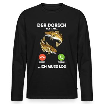 Angeln Angler Dorsch Fischer - Männer Premium Bio Langarmshirt - Schwarz - Vorne - Nico (187cm)