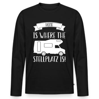 Home Is Where The Pitch Is Camping Motorhome - Men's Premium Organic Long Sleeve Shirt - black - Front - Nico (187cm)