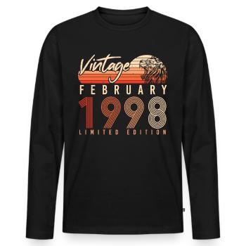 Gift Retro Limited Février 1998 - T-shirt manches longues Premium bio Homme - noir - Devant - Nico (187cm)