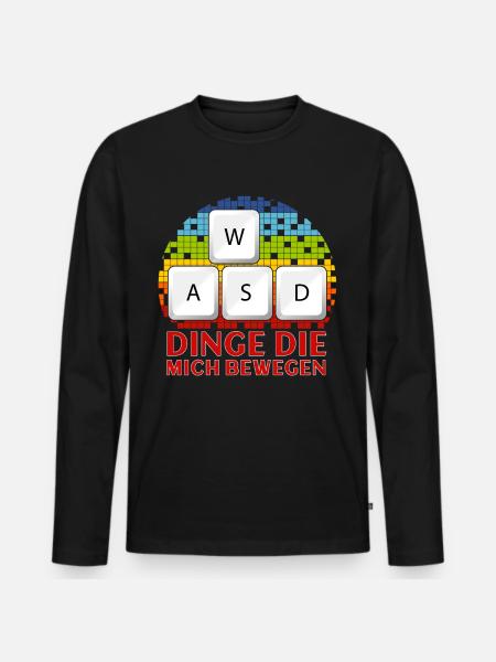 WASD Dinge Die Mich Bewegen - Männer Premium Bio Langarmshirt - Schwarz