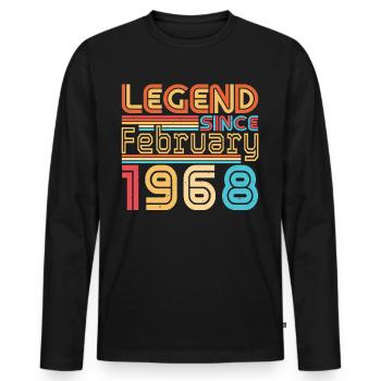 1968 Février Legend Retro - T-shirt manches longues Premium bio Homme - noir - Devant - Nico (187cm)