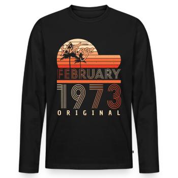 February 1973 Vintage Palms - Men's Premium Organic Long Sleeve Shirt - black - Front - Nico (187cm)