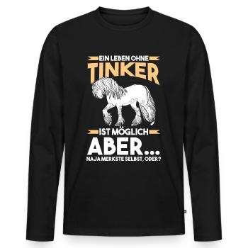 Reitlehrer Tinker Pferd - Männer Premium Bio Langarmshirt - Schwarz - Vorne - Nico (187cm)