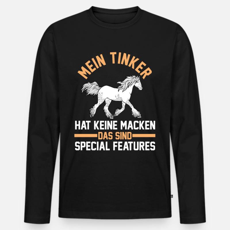 Reiter Pferd Tinker - Männer Premium Bio Langarmshirt - Schwarz