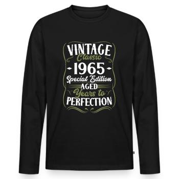 Born 1965 Vintage Birthday Retro - Men's Premium Organic Long Sleeve Shirt - black - Front - Nico (187cm)