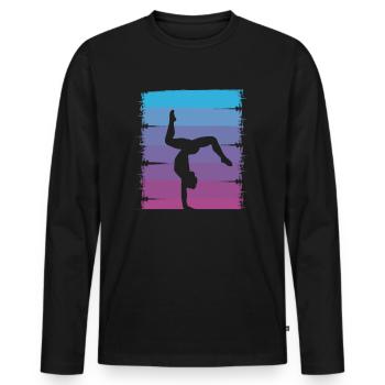 Turnen Handstand Bodenturnen Turner Gymnastik - Männer Premium Bio Langarmshirt - Schwarz - Vorne - Nico (187cm)