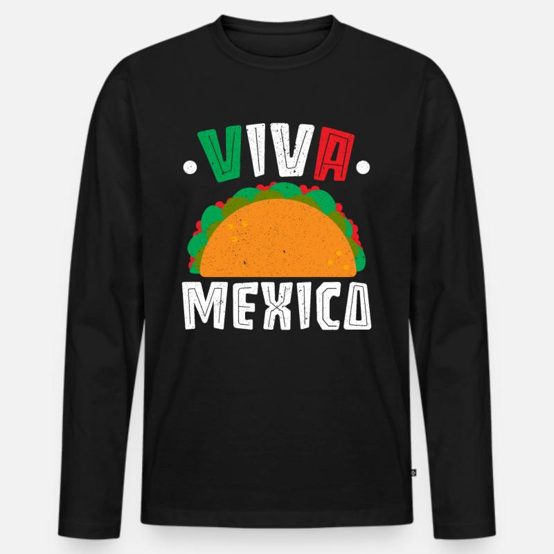 Viva Mexico Tacco - Männer Premium Bio Langarmshirt - Schwarz