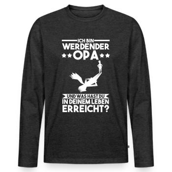 Werdender Opa - Männer Premium Bio Langarmshirt - Anthrazit meliert - Vorne - Nico (187cm)