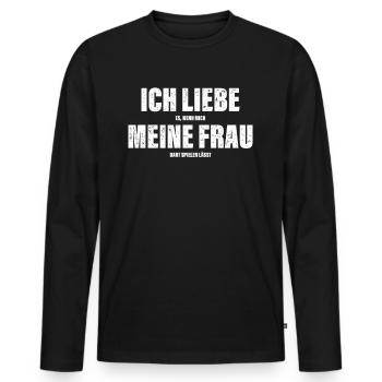 Ich Liebe Meine Frau Dart Darts Valentinstag - Männer Premium Bio Langarmshirt - Schwarz - Vorne - Nico (187cm)