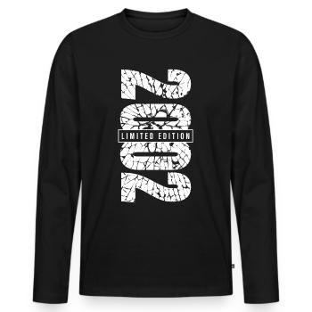 2002 Édition Limitée Année de naissance 2002 Décoration Grunge - T-shirt manches longues Premium bio Homme - noir - Devant - Nico (187cm)