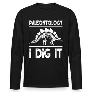 Paleontology I Dig It Fossil Hunting Paleontology - Men's Premium Organic Long Sleeve Shirt - black - Front - Nico (187cm)