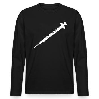 Spritze - Männer Premium Bio Langarmshirt - Schwarz - Vorne - Nico (187cm)