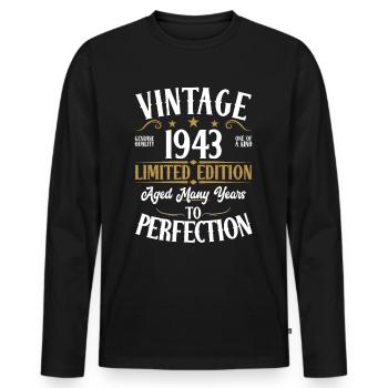 Vintage Vintage 1943 Born Cadeau d’anniversaire - T-shirt manches longues Premium bio Homme - noir - Devant - Nico (187cm)