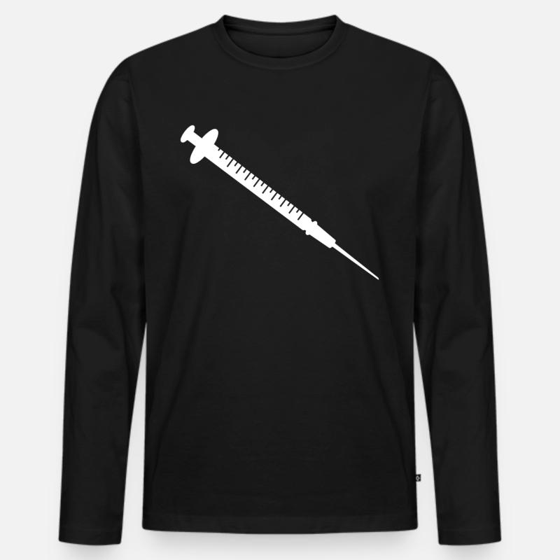Spritze Weiss - Männer Premium Bio Langarmshirt - Schwarz