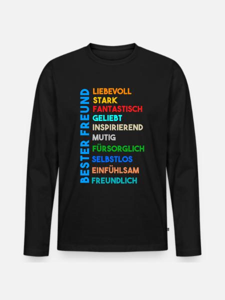Bester Freund - Männer Premium Bio Langarmshirt - Schwarz