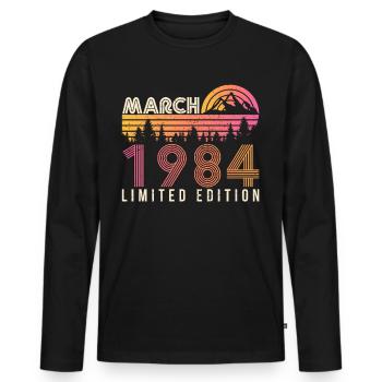 Born in March 1984 Retro - Men's Premium Organic Long Sleeve Shirt - black - Front - Nico (187cm)
