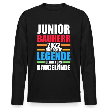Bauherr Junior Hausbau Hausbauer Bauherr Junioren - Männer Premium Bio Langarmshirt - Schwarz - Vorne - Nico (187cm)