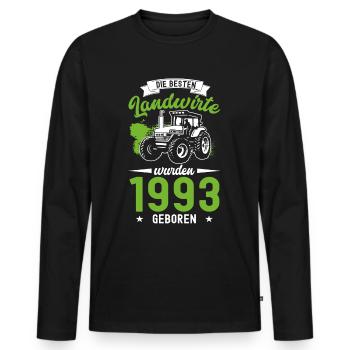 Landwirt Geburtstag Jahrgang 1993 Geboren Geschenk - Männer Premium Bio Langarmshirt - Schwarz - Vorne - Nico (187cm)