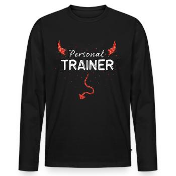 Personal Trainer Trainer Gym - Men's Premium Organic Long Sleeve Shirt - black - Front - Nico (187cm)