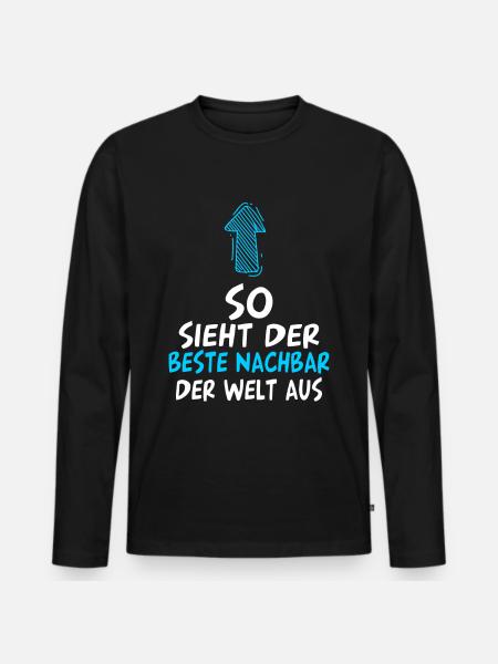 Bester Nachbar - Männer Premium Bio Langarmshirt - Schwarz