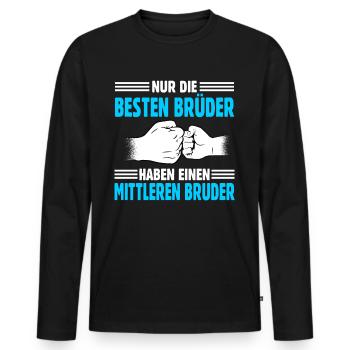 Brüder Mittlerer Bruder - Männer Premium Bio Langarmshirt - Schwarz - Vorne - Nico (187cm)