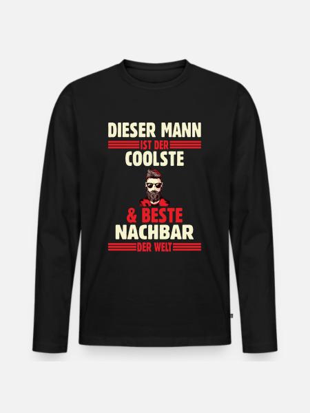 Nachbar - Männer Premium Bio Langarmshirt - Schwarz