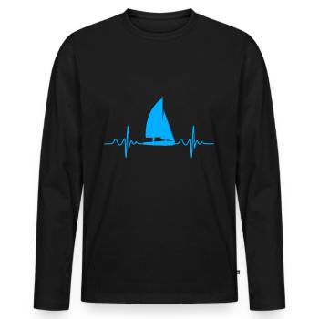 Sailor Sailboat Heart Rate - Saison de navigation - T-shirt manches longues Premium bio Homme - noir - Devant - Nico (187cm)