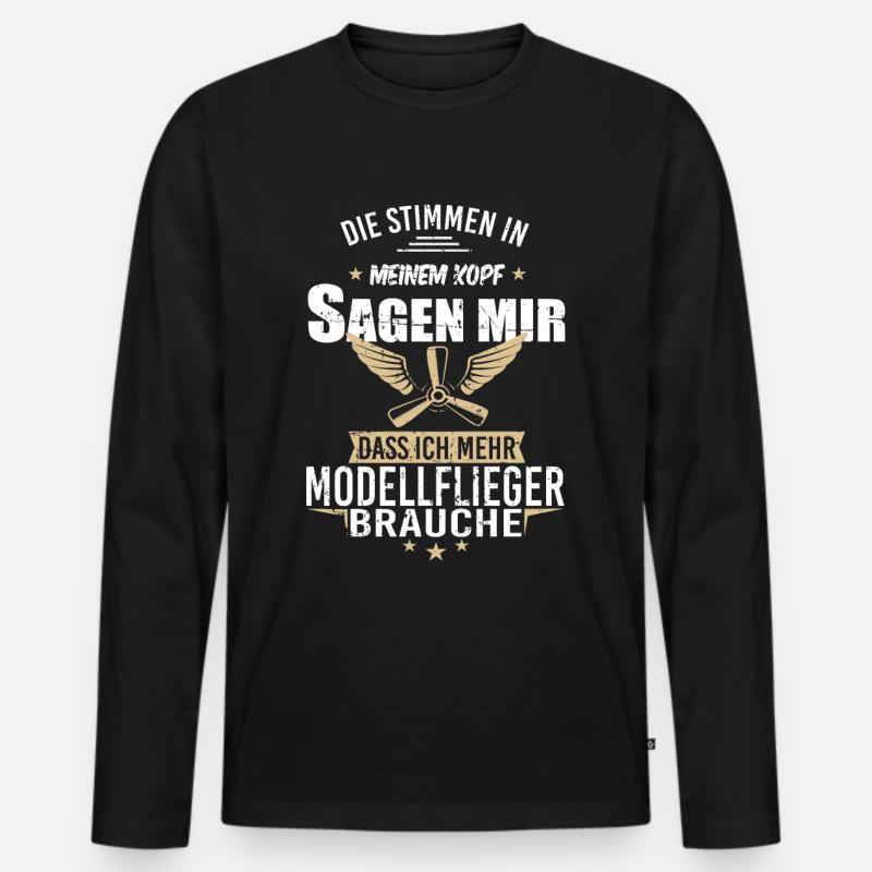 Modellbau Flugzeug Modellflug - Männer Premium Bio Langarmshirt - Schwarz