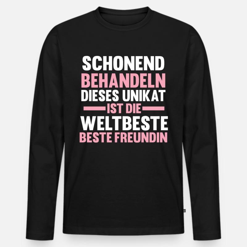 Beste Freundin - Männer Premium Bio Langarmshirt - Schwarz