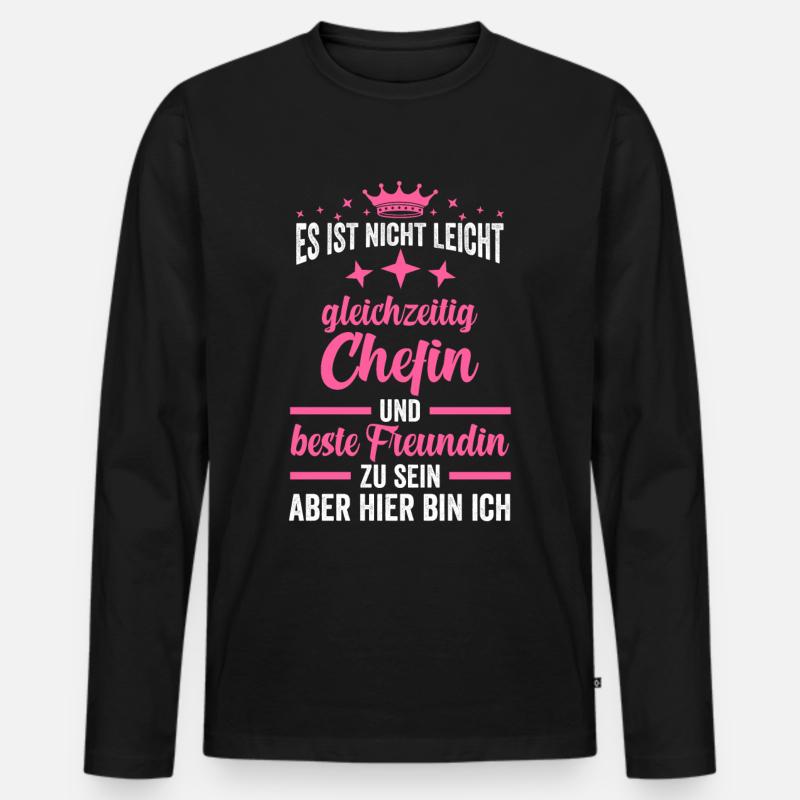 Chefin Beste Freundin - Männer Premium Bio Langarmshirt - Schwarz
