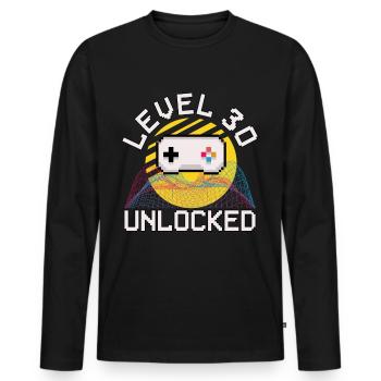 Level 30 Years Man 1992 Gift - 30 Birthday - Men's Premium Organic Long Sleeve Shirt - black - Front - Nico (187cm)